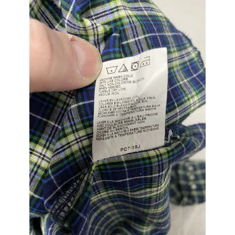 Wrangler Pearl Snap Western Shirt Mens 2XT Tall Blue Green Plaid Cowboy Big&Tall